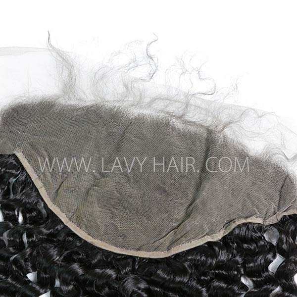#1B Color Ear to Ear 13*6 Lace Frontal Deep Wave Human hair Swiss lace