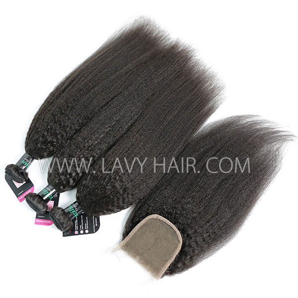 Advanced Grade 3  bundles with 4*4 5*5 lace closure Kinky Straight Transparent /HD Lace Virgin hair Brazilian Peruvian Malaysian Indian