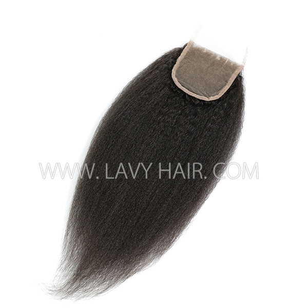 Superior Grade 4C Curly Hairline Lace closure 4*4" Kinky Straight Human hair medium brown Swiss lace