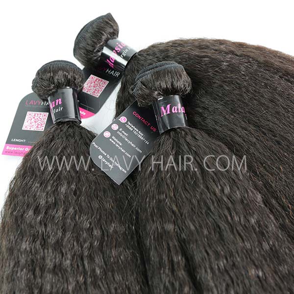 Superior Grade mix 4 bundles with lace closure Malaysian Kinky Straight Virgin Human hair extensions