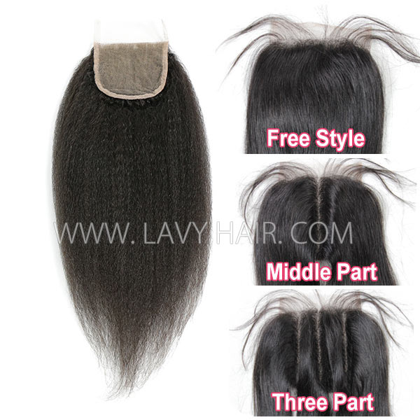 Superior Grade 4C Curly Hairline Lace closure 4*4" Kinky Straight Human hair medium brown Swiss lace