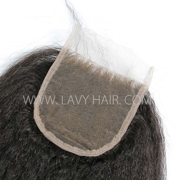 Superior Grade 4C Curly Hairline Lace closure 4*4" Kinky Straight Human hair medium brown Swiss lace