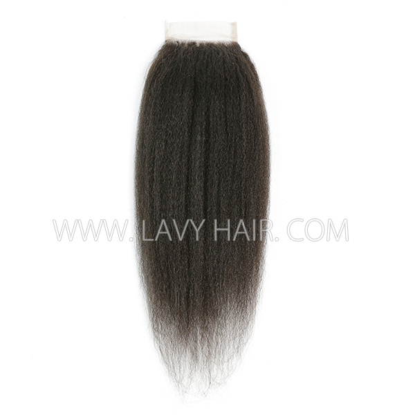 Superior Grade 4C Curly Hairline Lace closure 4*4" Kinky Straight Human hair medium brown Swiss lace