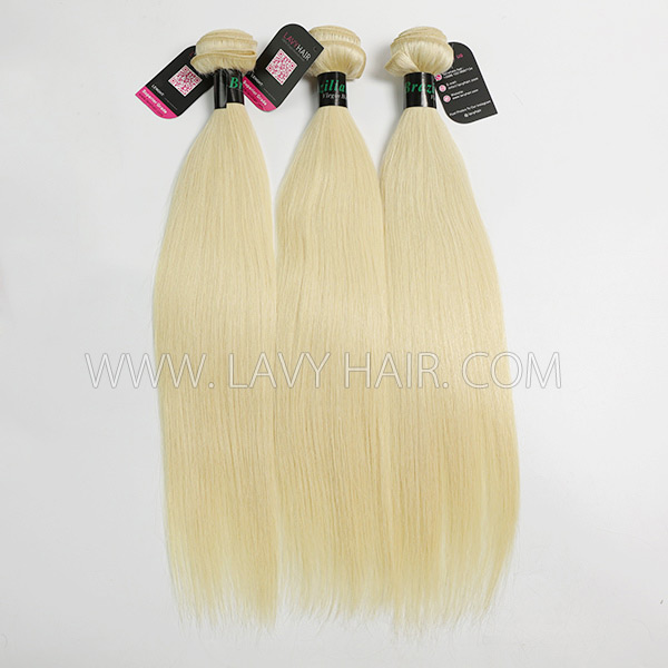 #613 Superior Grade mix 3 bundles with lace closure Brazilian Straight Virgin Human hair extensions