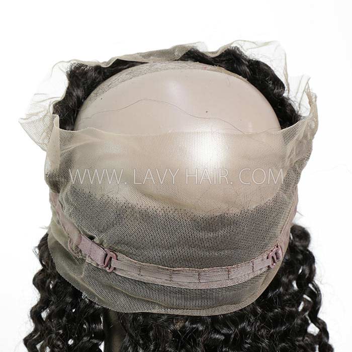 Superior Grade #1B Color 360 Lace Frontal Deep Curly Human hair Swiss lace