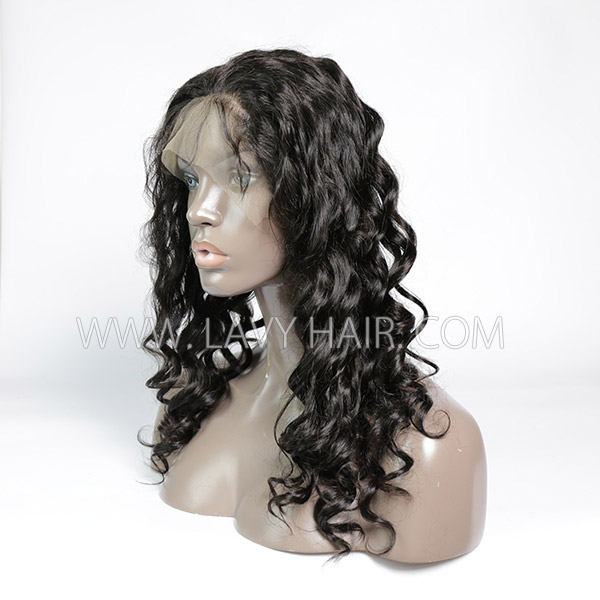 Superior Grade #1B Color 360 Lace Frontal Loose Wave Human hair Swiss lace