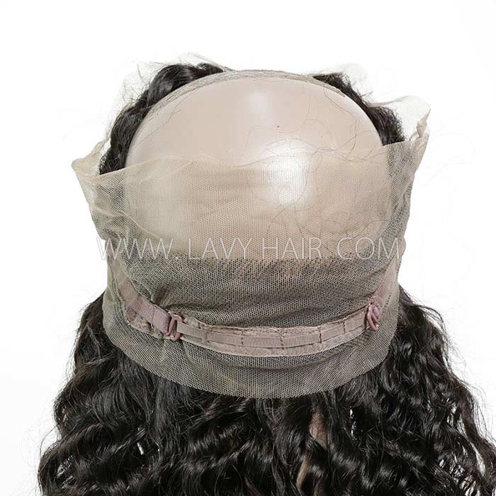 Superior Grade #1B Color 360 Lace Frontal Deep Wave Human hair Swiss lace