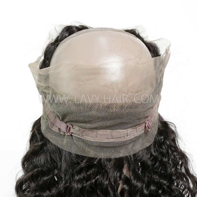 #1B Color 360 Lace Frontal Deep Wave Human hair Swiss lace
