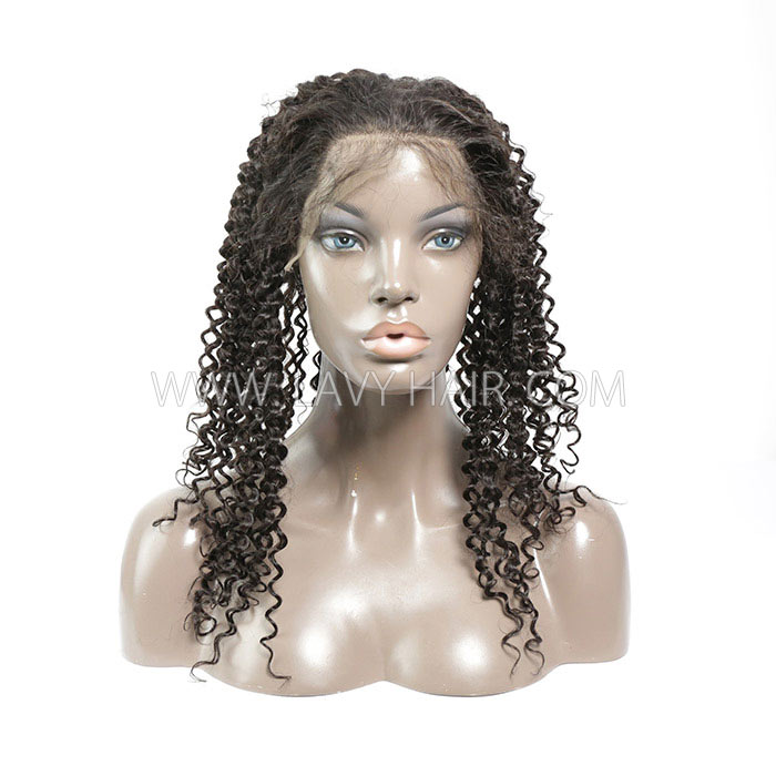 Superior Grade #1B Color 360 Lace Frontal Deep Curly Human hair Swiss lace