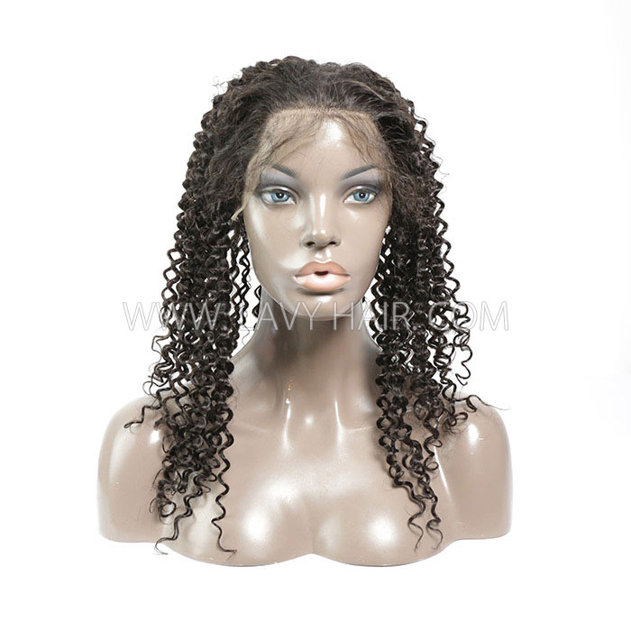 Superior Grade #1B Color 360 Lace Frontal Deep Curly Human hair Swiss lace