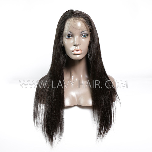 Superior Grade #1B Color 360 Lace Frontal Straight Human hair Swiss lace