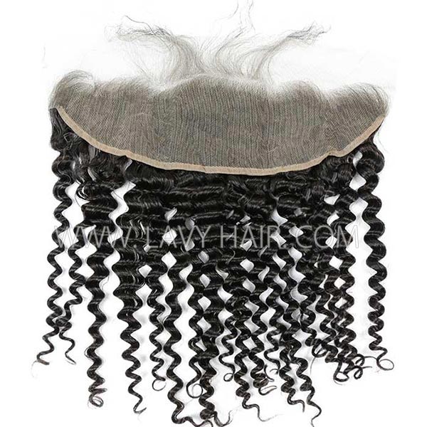 Superior Grade #1B Color Ear to ear 13*4 Lace Frontal 4C Kinky Edge Italian Curly Human hair Swiss lace