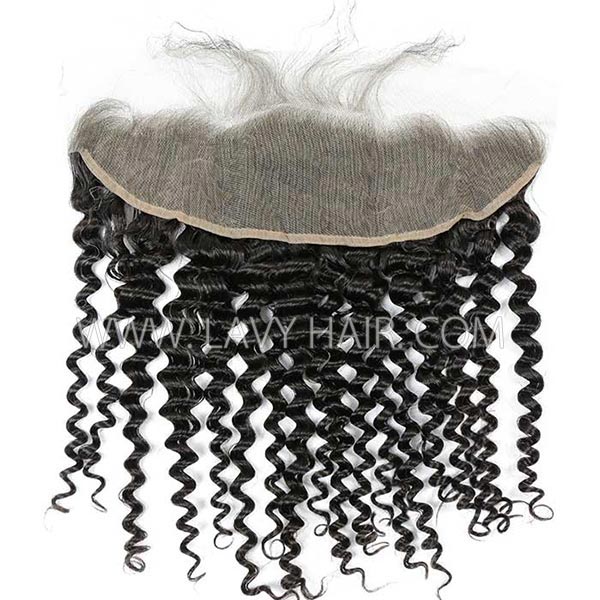 Superior Grade #1B Color Ear to ear 13*4 Lace Frontal 4C Kinky Edge  Italian Curly Human hair Swiss lace