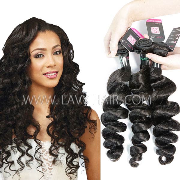 Superior Grade 3/4 bundles loose wave Virgin Human hair extensions Brazilian Peruvian Malaysian Indian European Cambodian Burmese Mongolian