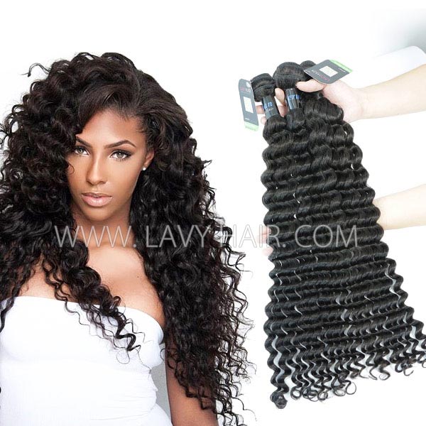 Regular Grade mix 3 or 4 bundles Peruvian Deep wave Virgin Human Hair Extensions