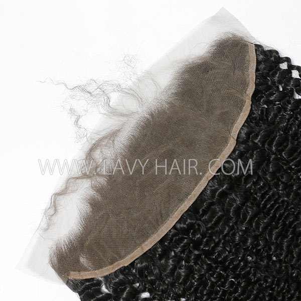 Ear to ear 13*4 Lace Frontal kinky Curly Human hair medium brown Swiss lace