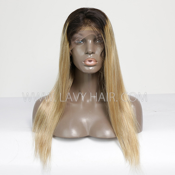 Glueless Wig 1B/27 Ombre Color 150% Density Preplucked 13*4 Full Lace Frontal wig Human Hair Wear Go 3-4 Days Customize