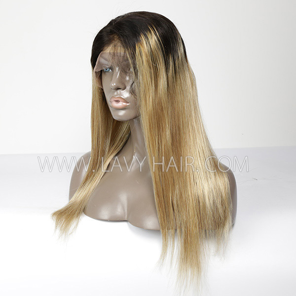 Glueless Wig 1B/27 Ombre Color 150% Density Preplucked 13*4 Full Lace Frontal wig Human Hair Wear Go 3-4 Days Customize