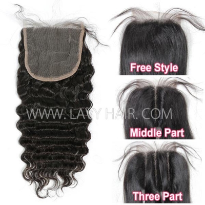 Lace top closure 5*5" deep wave Human hair medium brown Swiss lace
