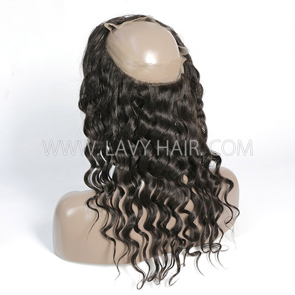 Superior Grade #1B Color 360 Lace Frontal Loose Wave Human hair Swiss lace