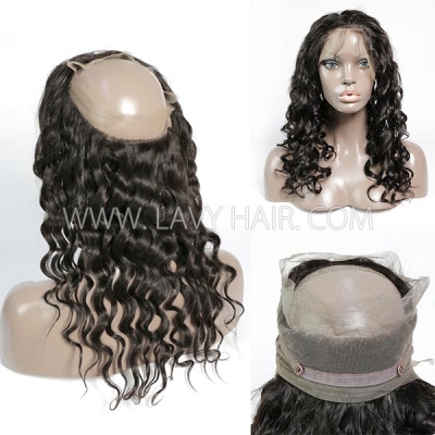 #1B Color 360 Lace Frontal Loose Wave Human hair Swiss lace