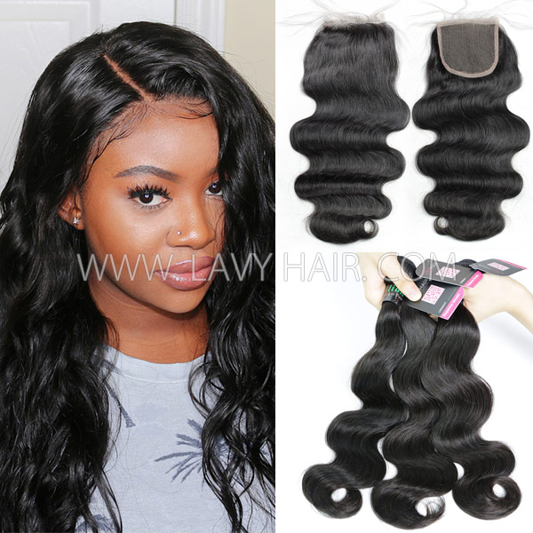 Superior Grade 3 bundles with 4*4 5*5 lace closure Deal Body wave Transparent /HD Lace Virgin Human hair Brazilian Peruvian Malaysian Indian European