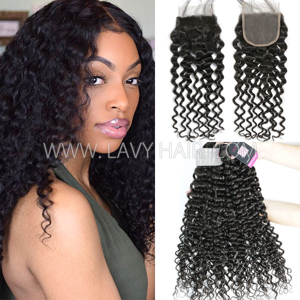 Superior Grade 3 Bundles With 4*4 5*5 Lace Closure Deal Italian Curly Transparent /HD Lace Human Hair Brazilian Peruvian Malaysian Indian