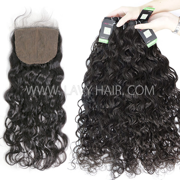 Regular Grade mix 3 bundles with silk base closure 4*4" Burmese Natural Wave Virgin Human hair extensions