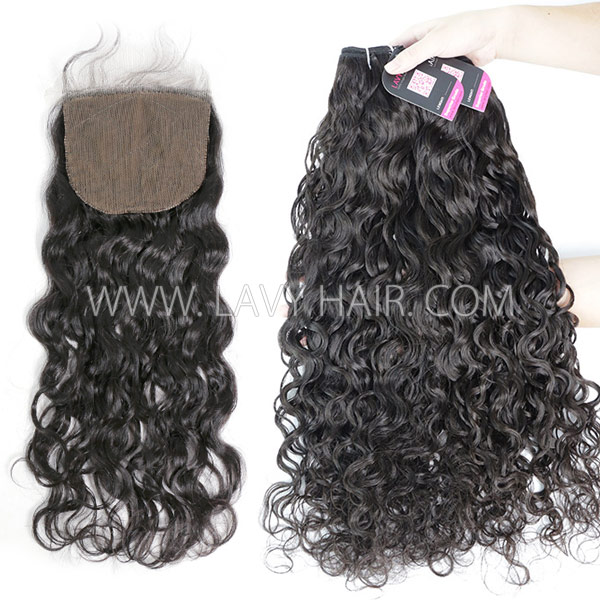 Superior Grade mix 3 bundles with silk base closure 4*4" Malaysian natural wave Virgin Human hair extensions