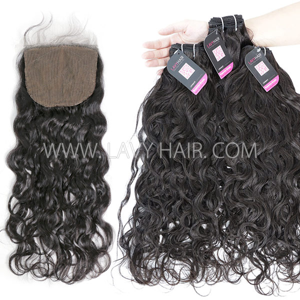 Superior Grade mix 3 bundles with silk base closure 4*4" Cambodian natural wave Virgin Human hair extensions