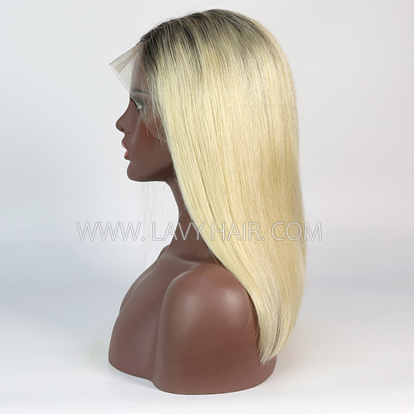 #1B/613 Color Lace Frontal Bob Wig 150% Density Straight Hair Human Hair Wear Go