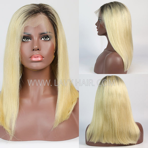 #1B/613 Color Lace Frontal Bob Wig 150% Density Straight Hair Human Hair Wear Go