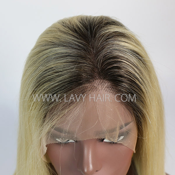 #1B/613 Color Lace Frontal Bob Wig 150% Density Straight Hair Human Hair Wear Go