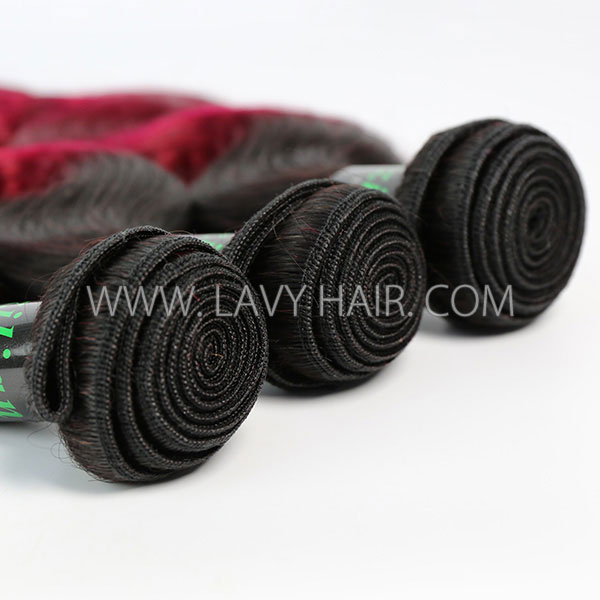 #1B/99J Superior Grade 3 bundles with lace closure Brazilian Body wave Virgin Human hair extensions