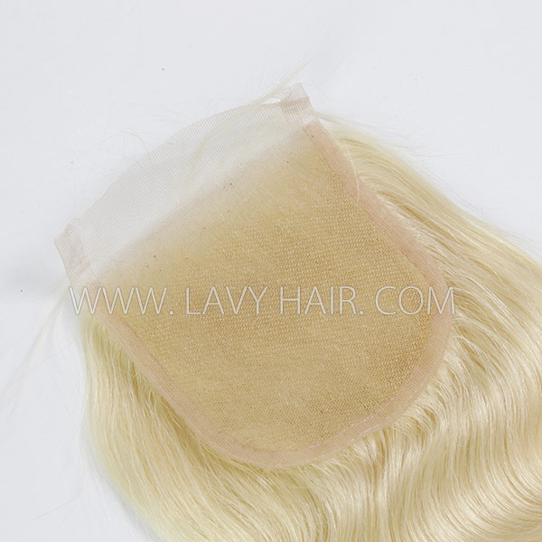 (New)#613 Blonde Color Lace top closure 4*4 5*5 6*6 7*7 Straight and Body wave Human hair Transparent Lace Swiss lace