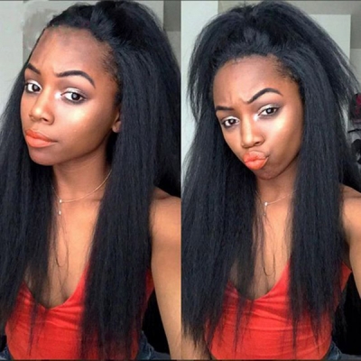 130% Density Full Lace Wigs Kinky Straight Human Hair Swiss Lace Brown Lace
