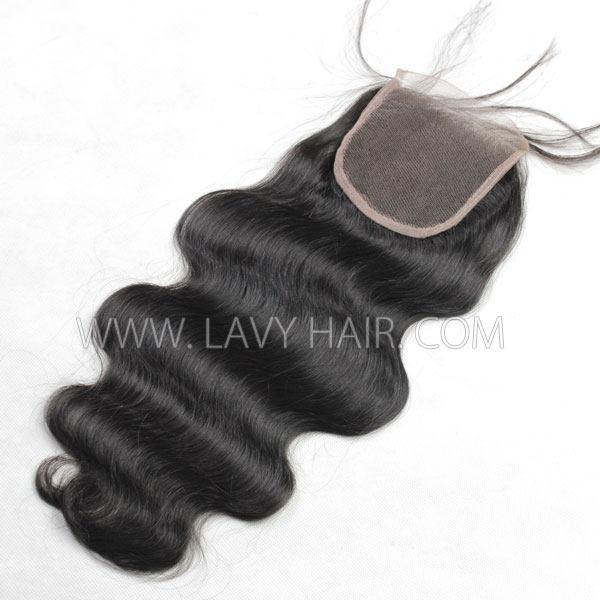 Lace top closure 4*4" body wave Hair Human hair medium brown Swiss lace