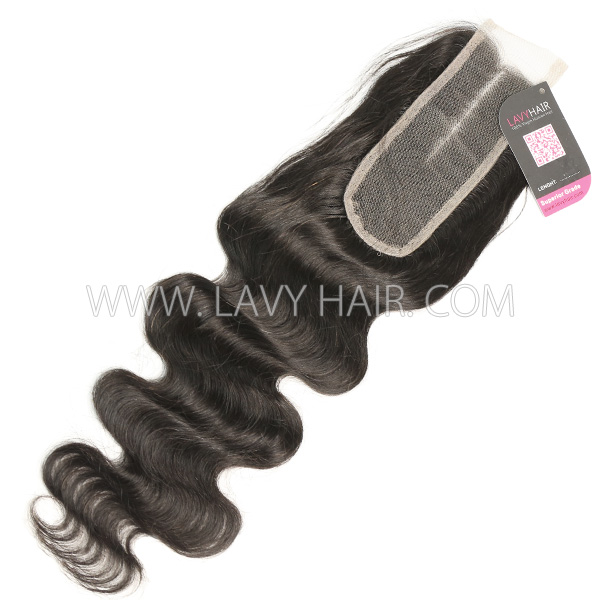 Lace top closure 2*6" straight and body wave Human hair medium brown Swiss lace