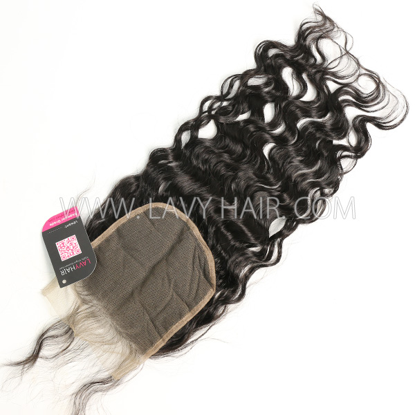 Superior Grade 4C Curly Hairline Lace closure 5*5" natural wave Human hair medium brown Swiss lace