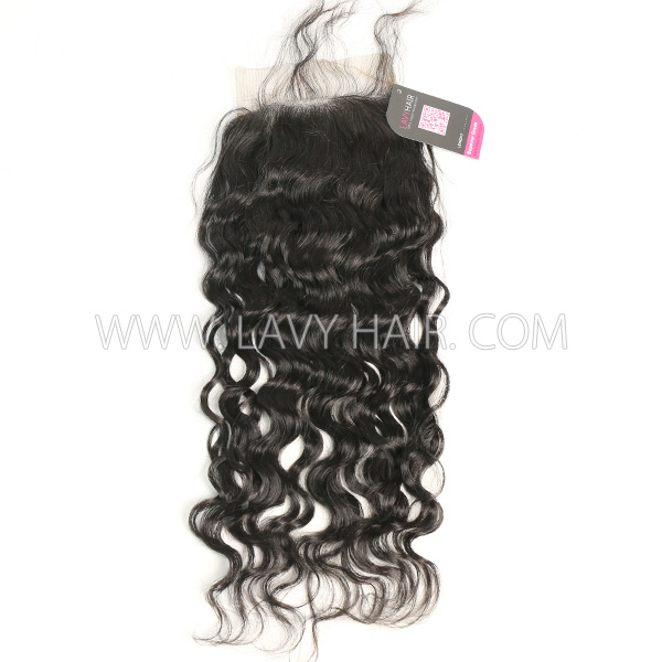 Superior Grade 4C Curly Hairline Lace closure 5*5" natural wave Human hair medium brown Swiss lace