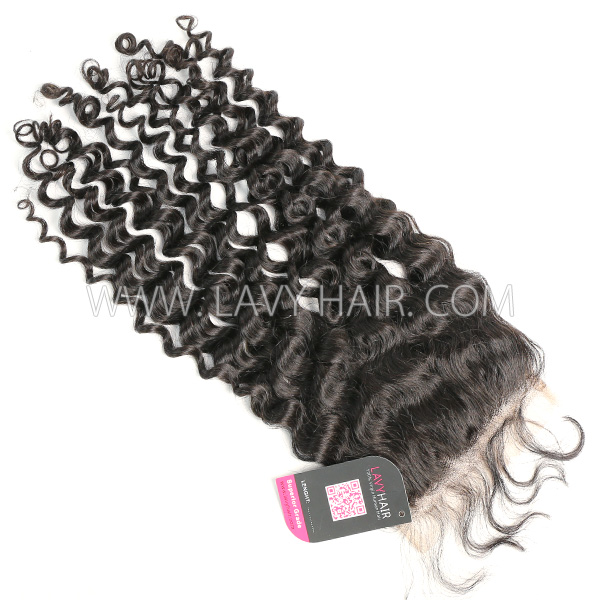 Superior Grade 4C Curly Hairline Lace closure 5*5" Italian Curly Human hair medium brown Swiss lace