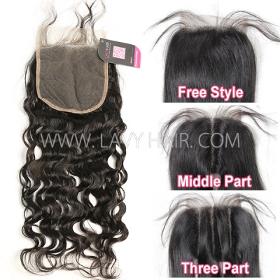 Lace top closure 5*5" natural wave Human hair medium brown Swiss lace