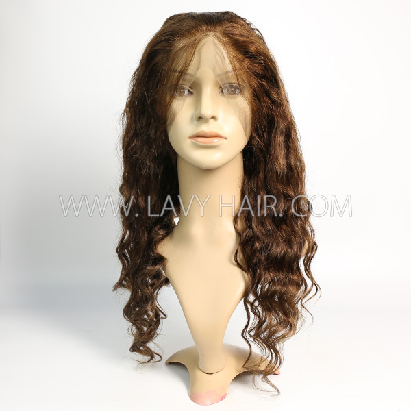 4# Chocolate Brown 130% Density Full Lace Wigs Loose Wave Human Hair