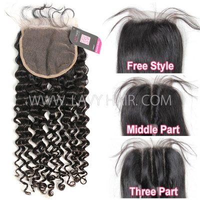 Lace top closure 5*5" Italian Curly Human hair medium brown Swiss lace