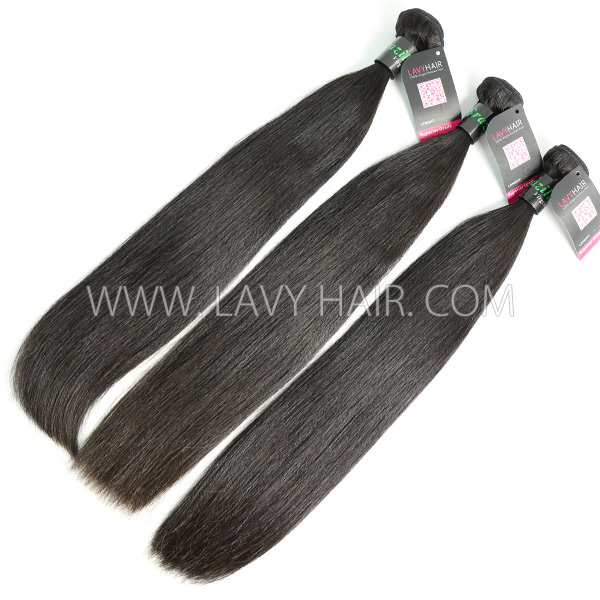 Double Drawn  Straight Virgin Human hair extensions 1 Bundle Brazilian Peruvian Malaysian Indian European Cambodian Burmese Mongolian