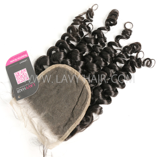 Superior Grade 4C Curly Hairline Lace top closure 4*4" Spiral curly Human hair medium brown Swiss lace