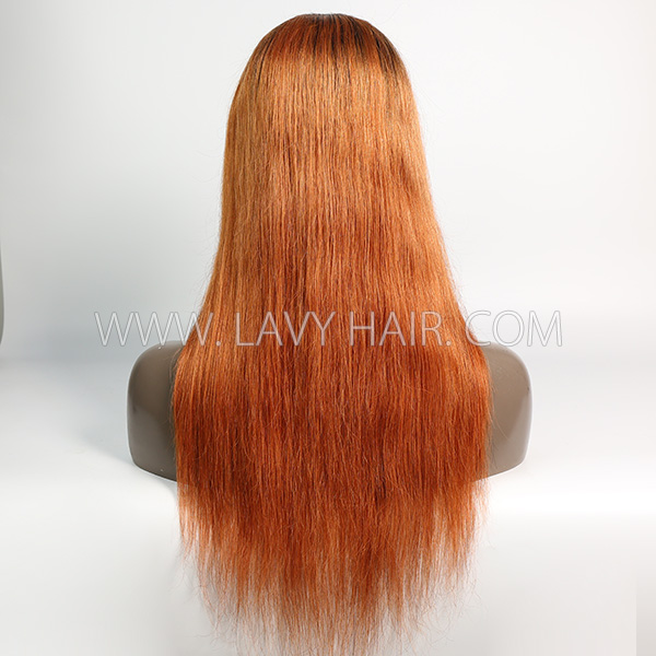 1B/Orange Color Lace Frontal Wig Straight Hair Human Hair