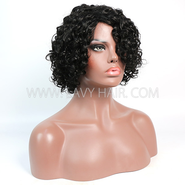 150% Density Bob Wig Curly Human Hair RE2C-084H NATURAL