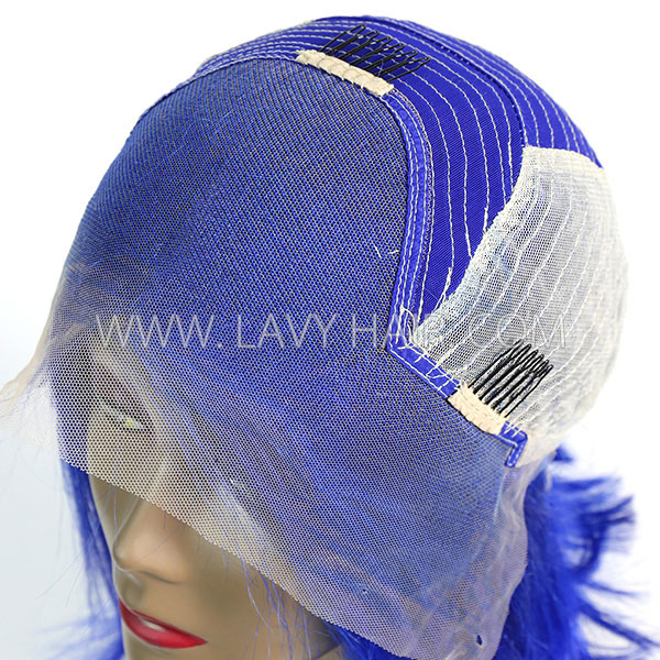 Blue Color Lace Frontal Bob Wig 150% Density Straight Hair Human hair