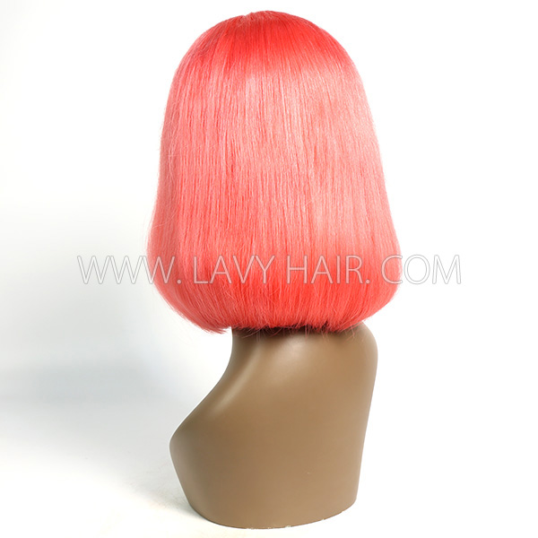 Orange Color Lace Frontal Bob Wig 150% Density Straight Hair Human hair